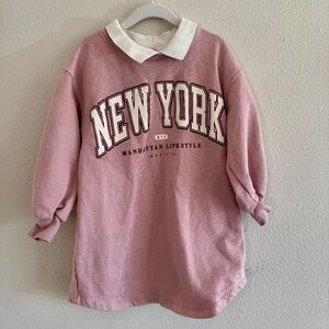 Zara Girls Pink "New York Manhattan Lifestyle" Sweatshirt Dress